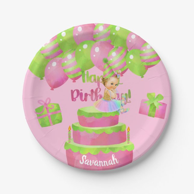 Assiettes En Carton Ballerina bébé Plaque de papier d'anniversaire (Devant)