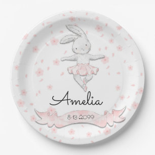 Assiettes En Carton Ballerina Bunny rose sucré Premier anniversaire Fl
