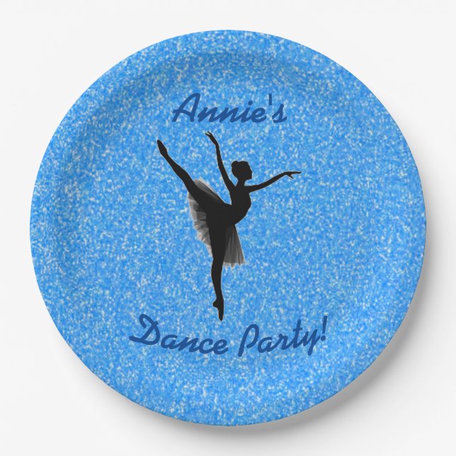 Assiettes En Carton Ballerina Danse Bleu Étincelle (Devant)