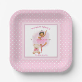 Assiettes En Carton Ballerina rose floral blanc pois