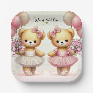 Assiettes En Carton Ballerina Twinkle Toile Twin Bears Anniversaire