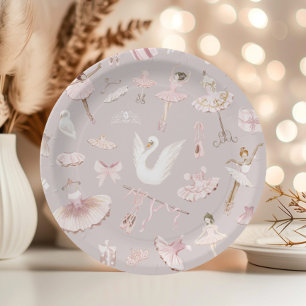 Assiettes En Carton Ballerinas aquarelle rose pâle fête d'anniversaire