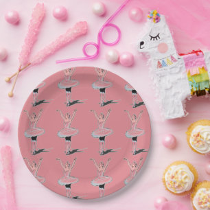 Assiettes En Carton Ballet rose Ballerina Plaques papier fête d'annive