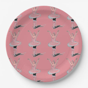 Assiettes En Carton Ballet rose Ballerina Plaques papier fête d'annive