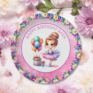 Assiettes En Carton Ballet Thématique Fête d'anniversaire de la fille