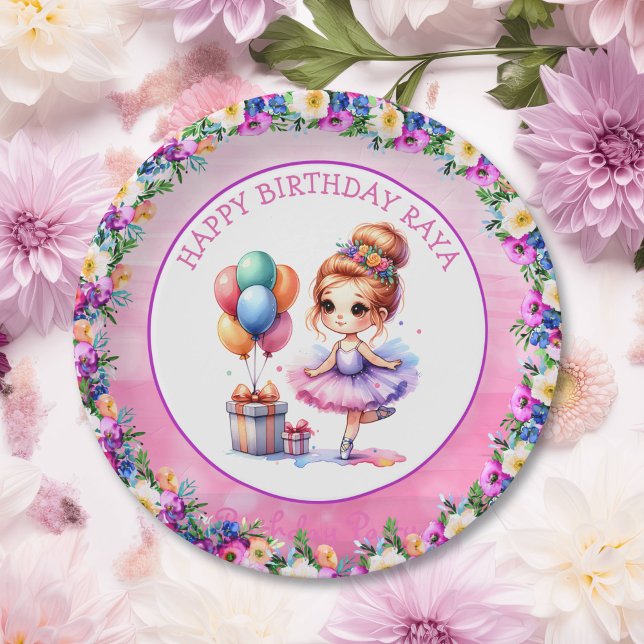 Assiettes En Carton Ballet Thématique Fête d'anniversaire de la fille (Créateur téléchargé)