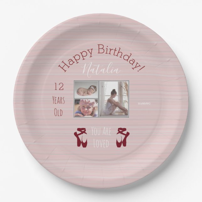 Assiettes En Carton Ballet Thème Anniversaire Plaque avec photos - Mau (Devant)