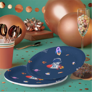 Assiettes En Carton Ballons à roquettes - Space Theme Anniversaire