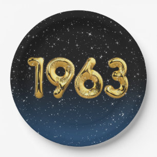 Assiettes En Carton Ballons Anniversaires 1963 En Plaque Papier Étoile