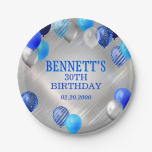 Assiettes En Carton Ballons Bleus Anniversaires