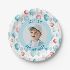 Assiettes En Carton Ballons Bleus Photo Anniversaire