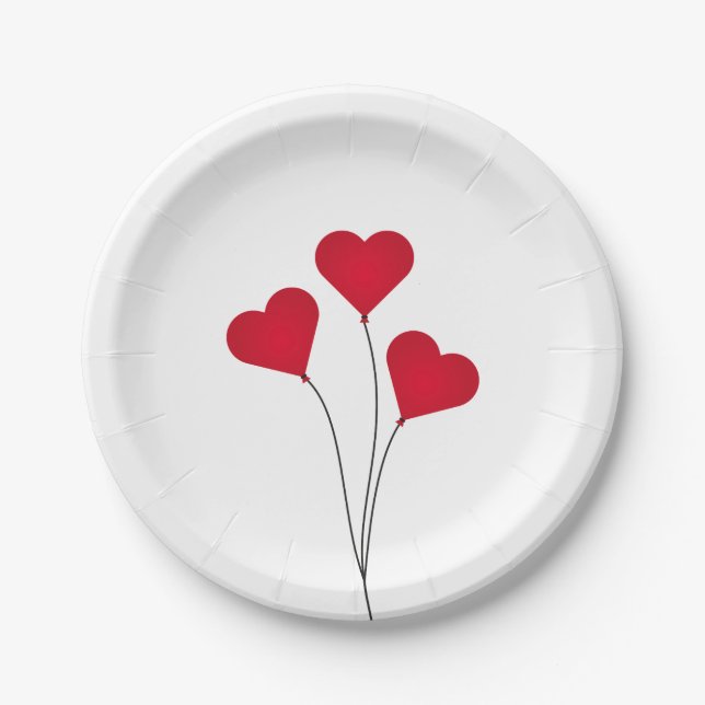 Assiettes En Carton Ballons Coeur mignon (Devant)