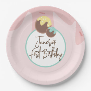 Assiettes En Carton Ballons Cute Cakepop Premier Anniversaire Froid