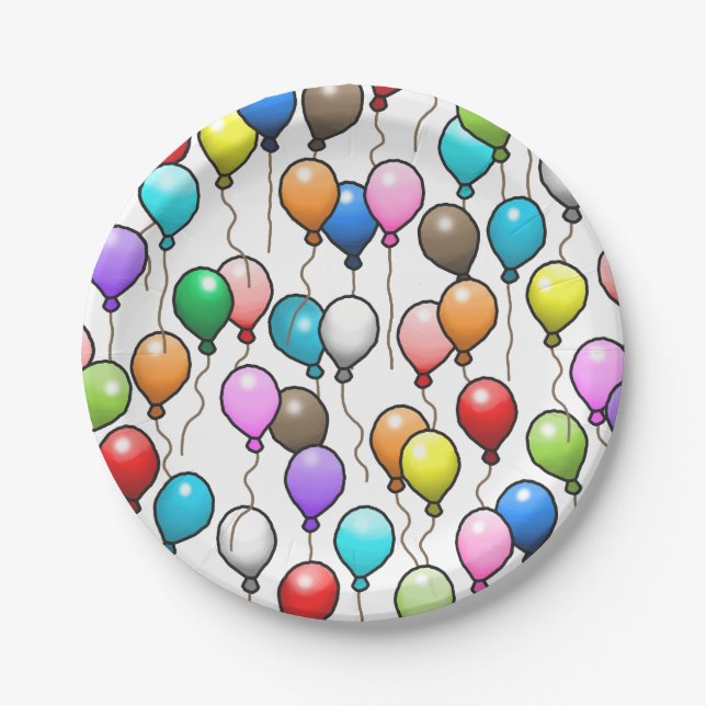 Assiettes En Carton Ballons d'anniversaire (Devant)