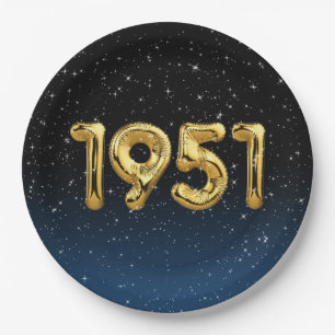 Assiettes En Carton Ballons D'Anniversaire 1951 En Étoiles
