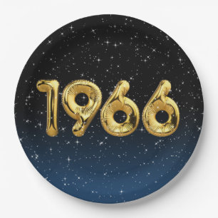Assiettes En Carton Ballons D'Anniversaire 1966 En Étoiles