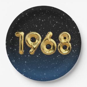 Assiettes En Carton Ballons D'Anniversaire 1968 En Étoiles