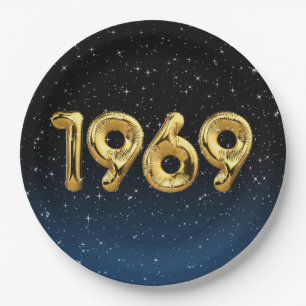 Assiettes En Carton Ballons D'Anniversaire 1969 En Étoiles
