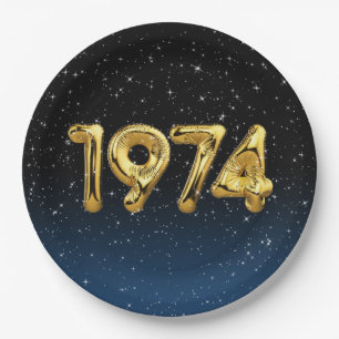 Assiettes En Carton Ballons D'Anniversaire 1974 En Étoiles
