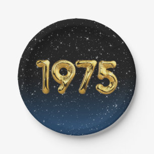 Assiettes En Carton Ballons D'Anniversaire 1975 En Étoiles