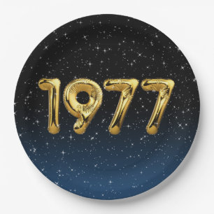 Assiettes En Carton Ballons D'Anniversaire 1977 En Étoiles