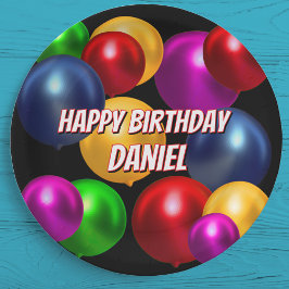 Assiettes En Carton Ballons d'anniversaire amusants Personnalisé