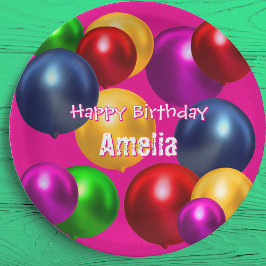 Assiettes En Carton Ballons d'anniversaire amusants Personnalisé
