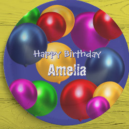 Assiettes En Carton Ballons d'anniversaire amusants Personnalisé