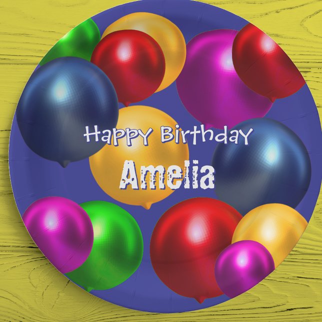 Assiettes En Carton Ballons d'anniversaire amusants Personnalisé (Créateur téléchargé)