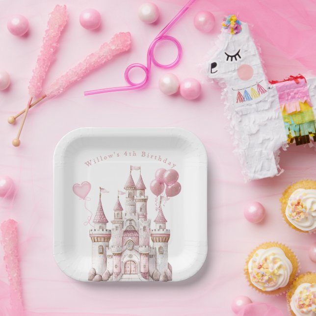 Assiettes En Carton Ballons de Château de Princesse (Fête)
