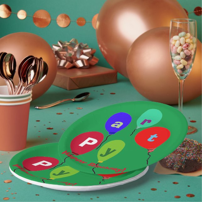 Assiettes En Carton Ballons de fête d'anniversaire (Multi)