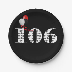 Assiettes En Carton Ballons de fête du 106e anniversaire