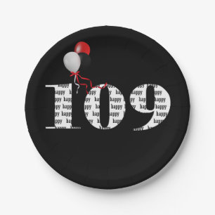Assiettes En Carton Ballons de fête du 109e anniversaire
