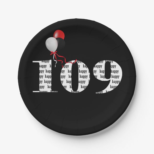 Assiettes En Carton Ballons de fête du 109e anniversaire (Devant)