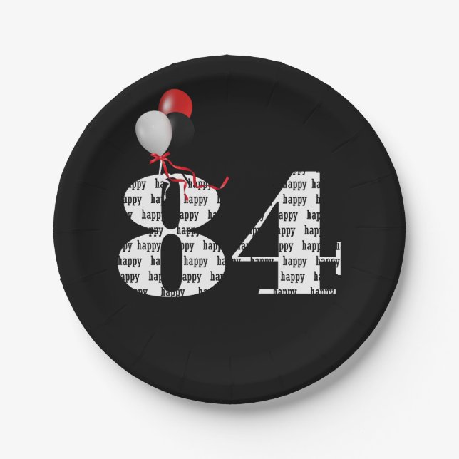 Assiettes En Carton Ballons de fête du 84e anniversaire (Devant)