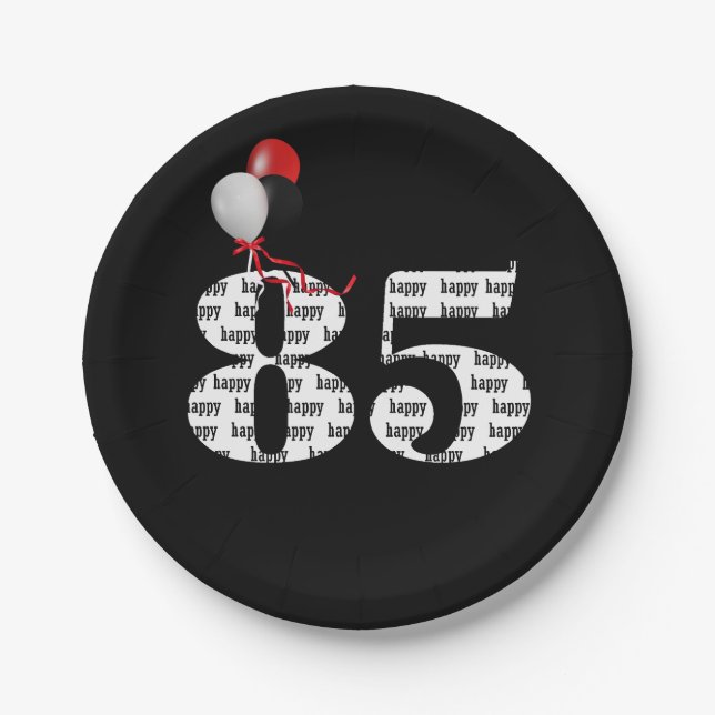 Assiettes En Carton Ballons de fête du 85e anniversaire (Devant)