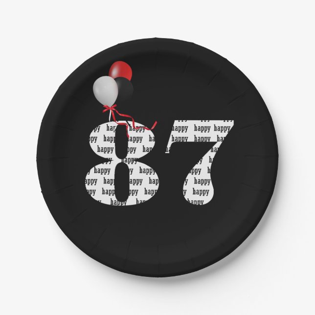 Assiettes En Carton Ballons de fête du 87e anniversaire (Devant)
