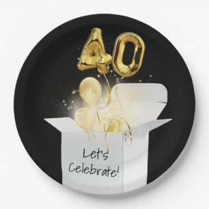 Assiettes En Carton Ballons d'or du 40e anniversaire en boîte blanche