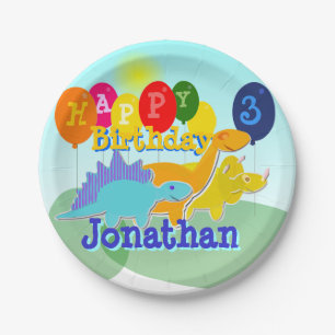 Assiettes En Carton Ballons mignons de dinosaures de bande dessinée d
