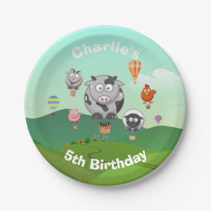 Assiettes En Carton Balloon à air chaud Animaux personnalisés Annivers