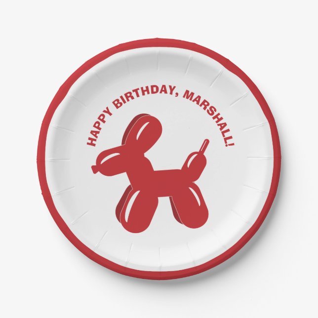 Assiettes En Carton Balloon de chien rouge Parti personnalisé animal (Devant)