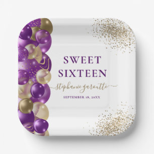 Assiettes En Carton Balloon doux 16 violet or étincelant