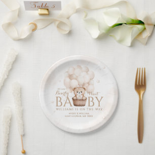 Assiettes En Carton Balloon Ours Teddy Baby shower neutre