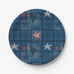 Assiettes En Carton Ballotin de patchwork Denim
