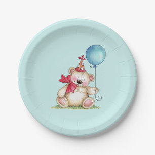 Assiettes En Carton Ballotte d'ours d'anniversaire