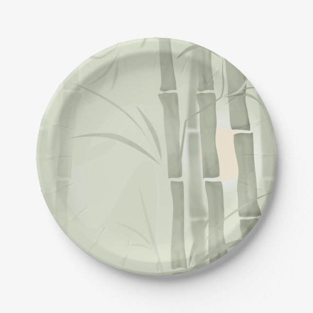 Assiettes En Carton Bamboo vert (Devant)
