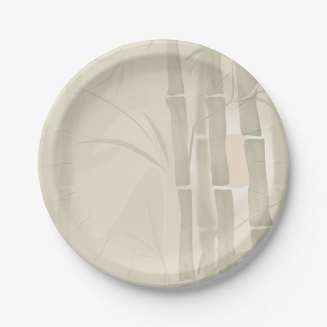 Assiettes En Carton Bambou, arrière - plan beige (Devant)