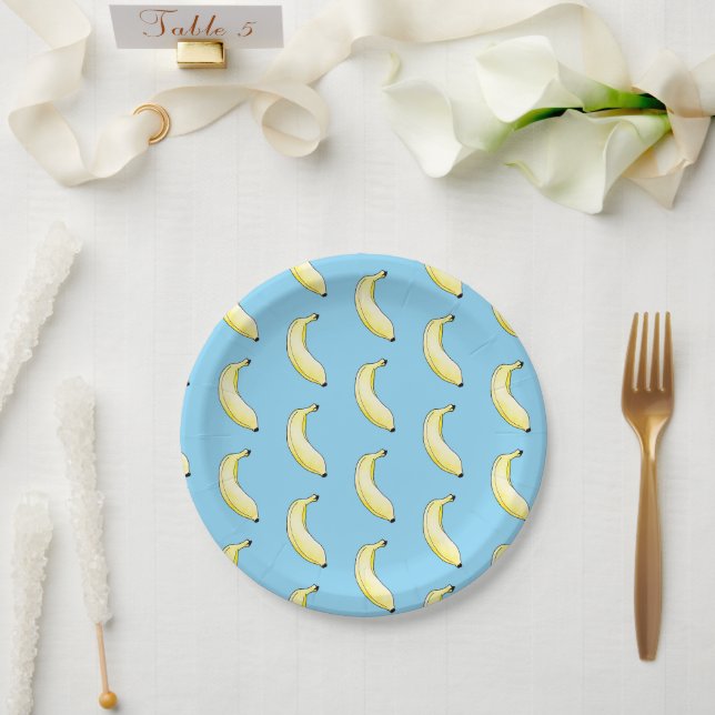 Assiettes En Carton banane aquarelle (Mariage)