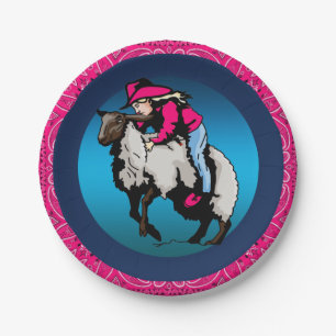 Assiettes En Carton Bandana rose du Parti occidental Mutton Bustin