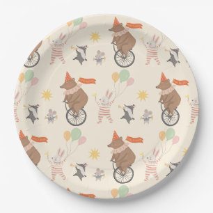 Assiettes En Carton Bande d'animaux mignons Anniversaire